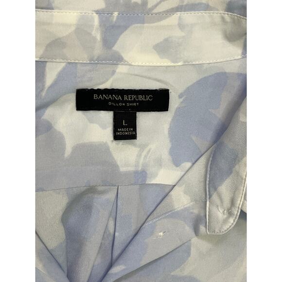 Banana Republic Dillon Blue White Floral Button Down Shirt Size L - Picture 4 of 8